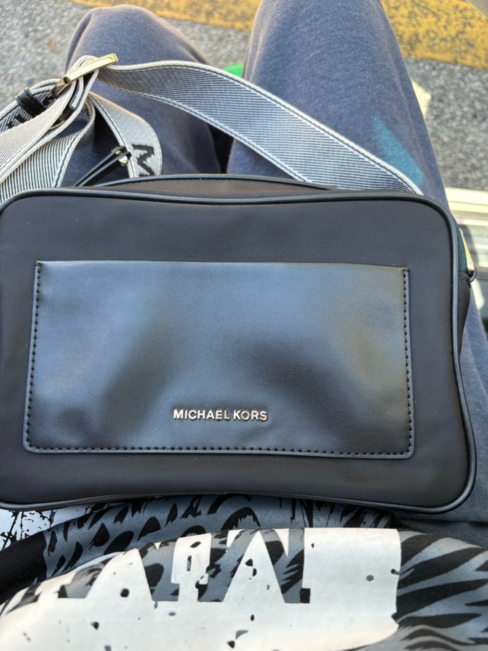 Michael Kors Black Crossbody Bag with Contrast Strap